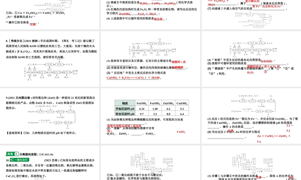 2024甘肃中考化学二轮复习之中考题型研究 专题六 流程图题（课件）.pptx