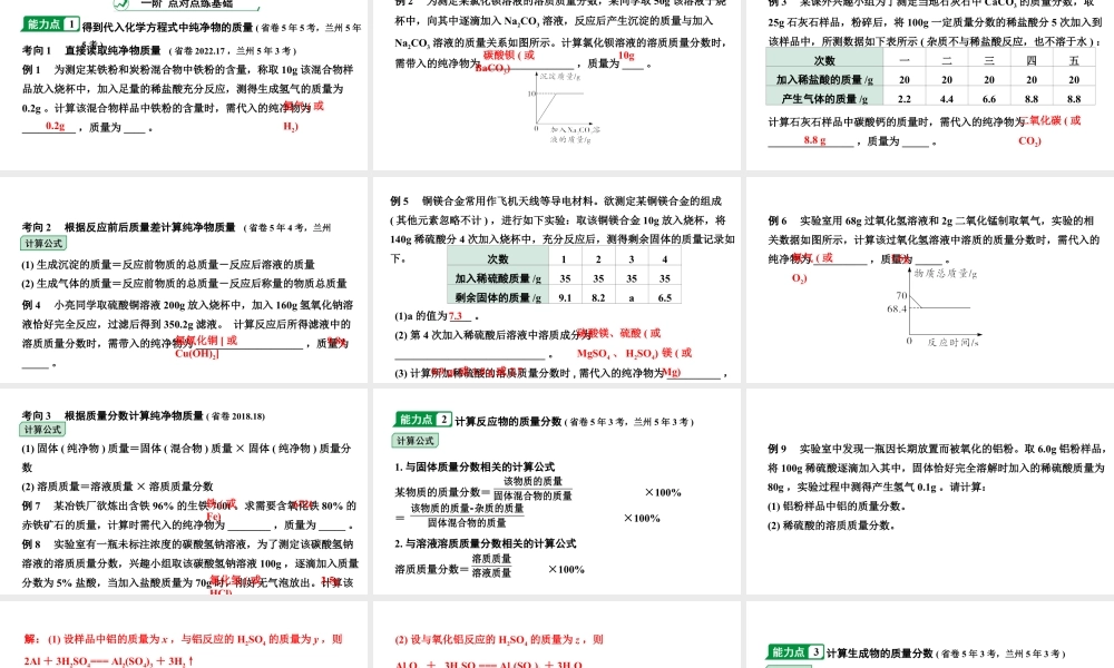 2024甘肃中考化学二轮复习之中考题型研究 专题十 计算题（课件）.pptx