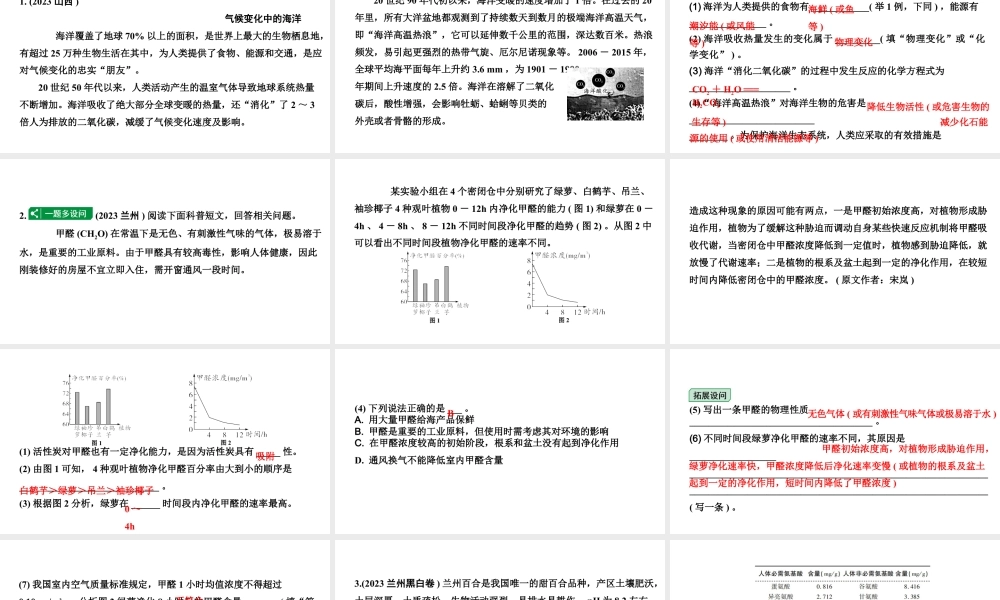 2024甘肃中考化学二轮复习之中考题型研究 专题四 科普阅读题（课件）.pptx