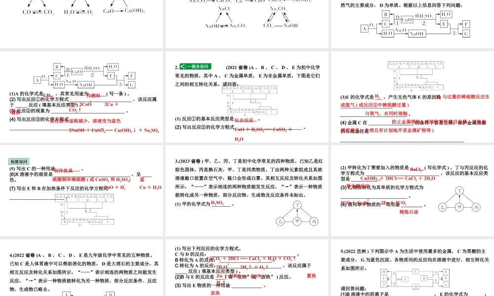 2024甘肃中考化学二轮复习之中考题型研究 专题五 物质的推断（课件）.pptx