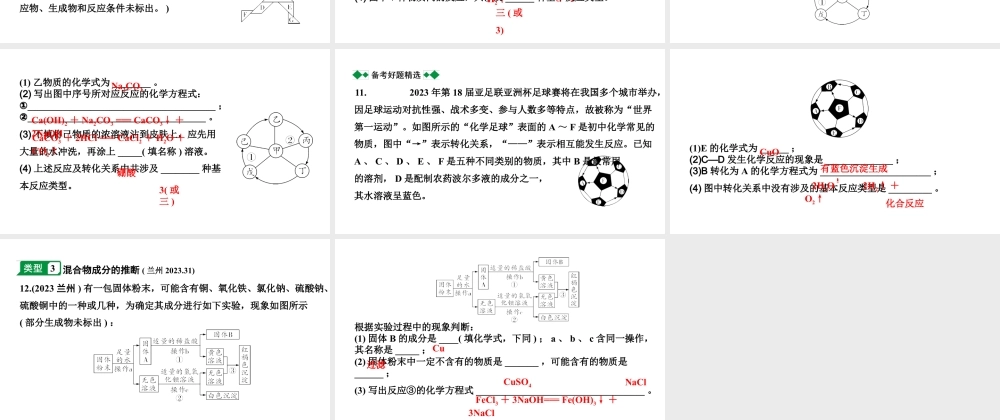 2024甘肃中考化学二轮复习之中考题型研究 专题五 物质的推断（课件）.pptx