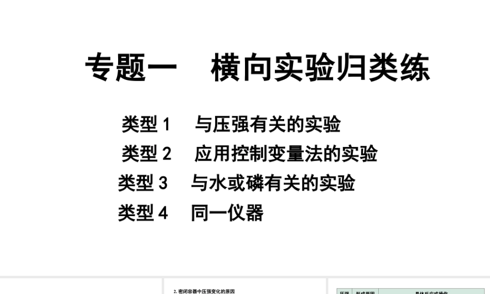 2024甘肃中考化学二轮复习之中考题型研究 专题一 横向实验归类练（课件）.pptx