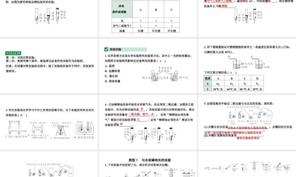 2024甘肃中考化学二轮复习之中考题型研究 专题一 横向实验归类练（课件）.pptx