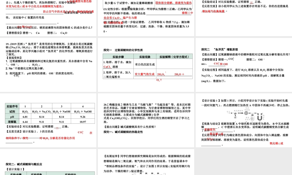 2024甘肃中考化学二轮复习专题九 实验探究题（课件）.pptx