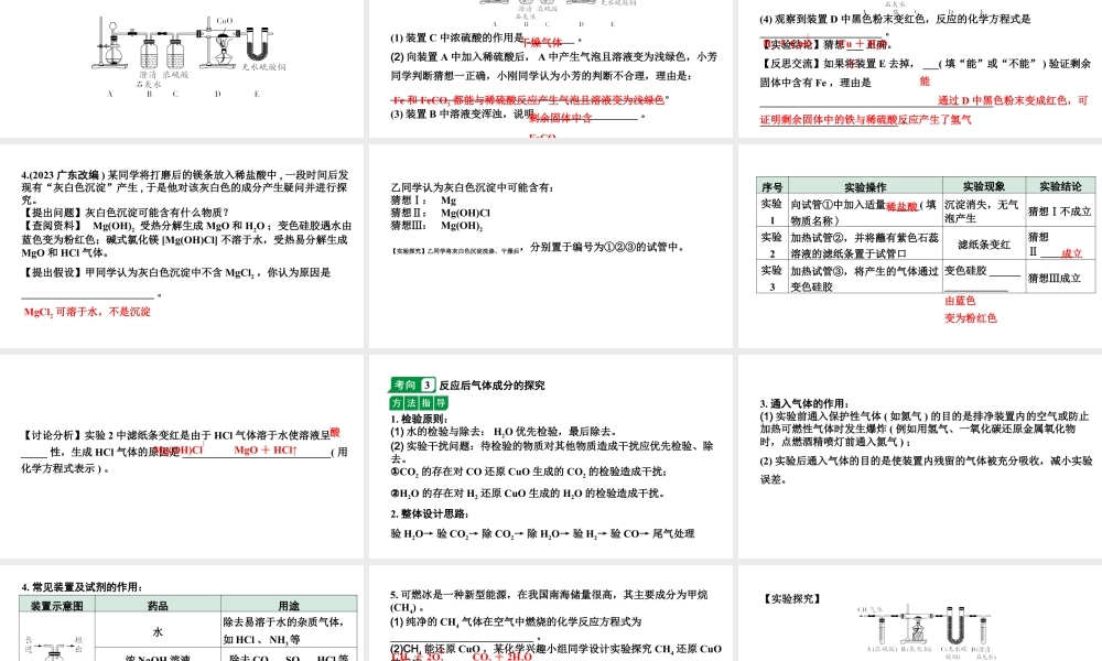 2024甘肃中考化学二轮复习专题九 实验探究题（课件）.pptx