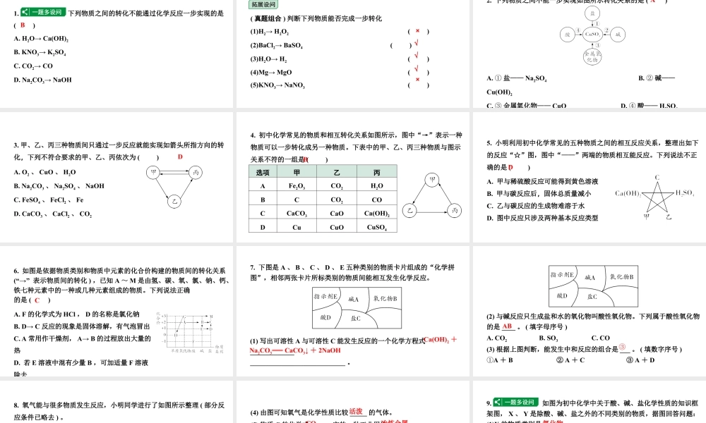 2024甘肃中考化学一轮复习 微专题 物质间的相互反应及规律（课件）.pptx