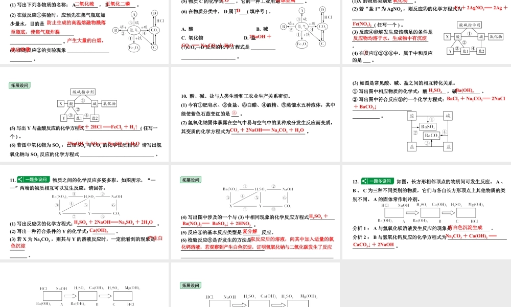 2024甘肃中考化学一轮复习 微专题 物质间的相互反应及规律（课件）.pptx