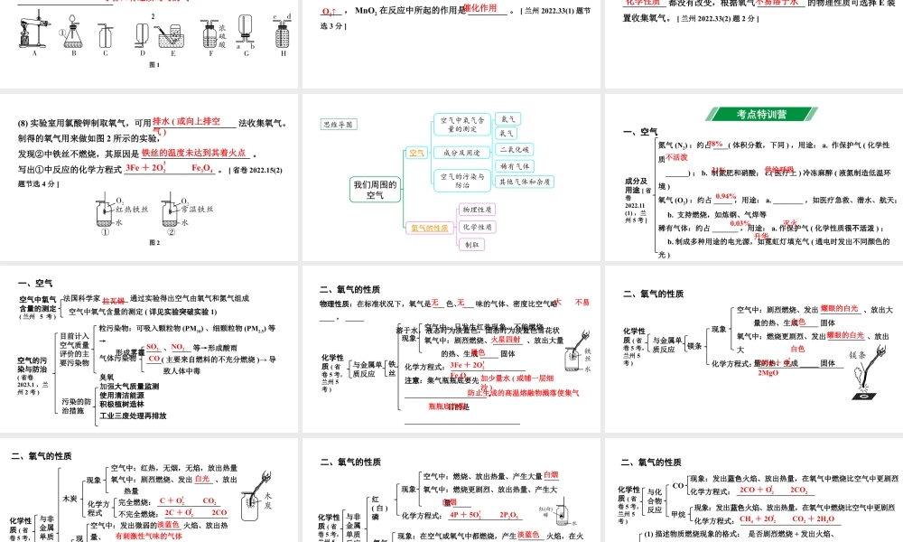 2024甘肃中考化学一轮复习之中考考点研究 第二单元 我们周围的空气（课件）.pptx