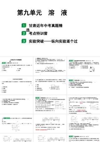 2024甘肃中考化学一轮复习之中考考点研究 第九单元 溶液（课件）.pptx