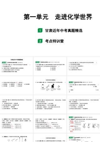 2024甘肃中考化学一轮复习之中考考点研究 第一单元 走进化学世界（课件）.pptx