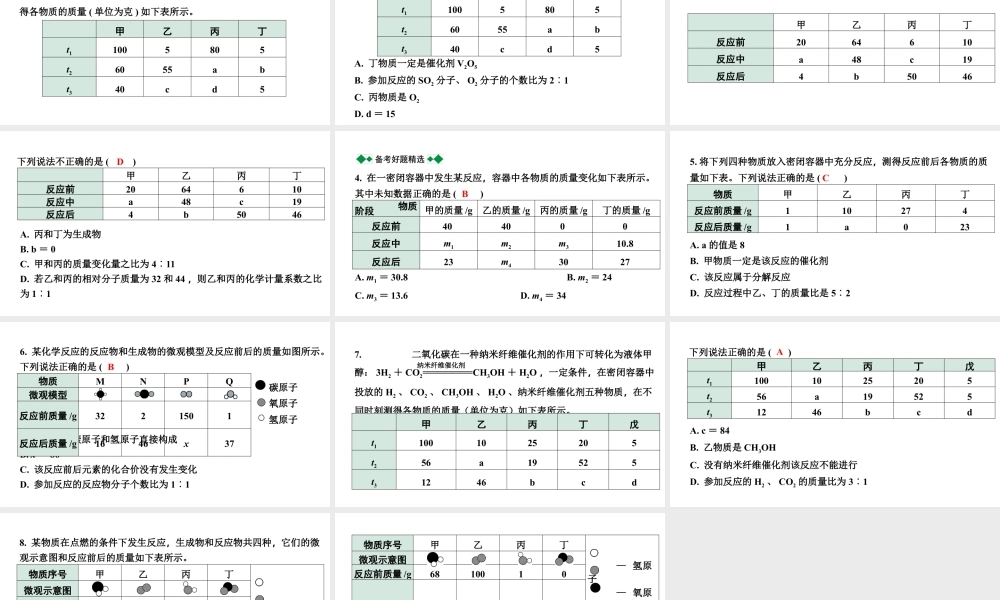 2024甘肃中考化学一轮复习之中考考点研究 微专题 密闭容器中的表格数据分析（课件）.pptx