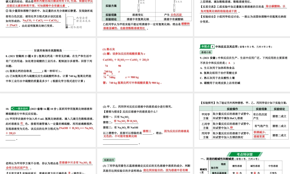 2024甘肃中考化学一轮复习之中考考点研究 微专题 酸和碱（课件）.pptx