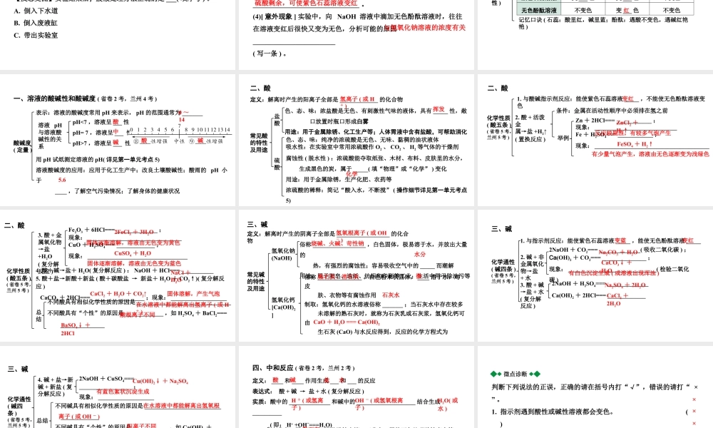 2024甘肃中考化学一轮复习之中考考点研究 微专题 酸和碱（课件）.pptx