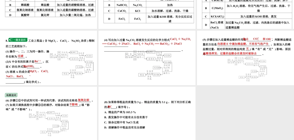 2024甘肃中考化学一轮复习之中考考点研究 微专题 物质的除杂与分离（含粗盐中可溶性杂质的去除）（课件）.pptx