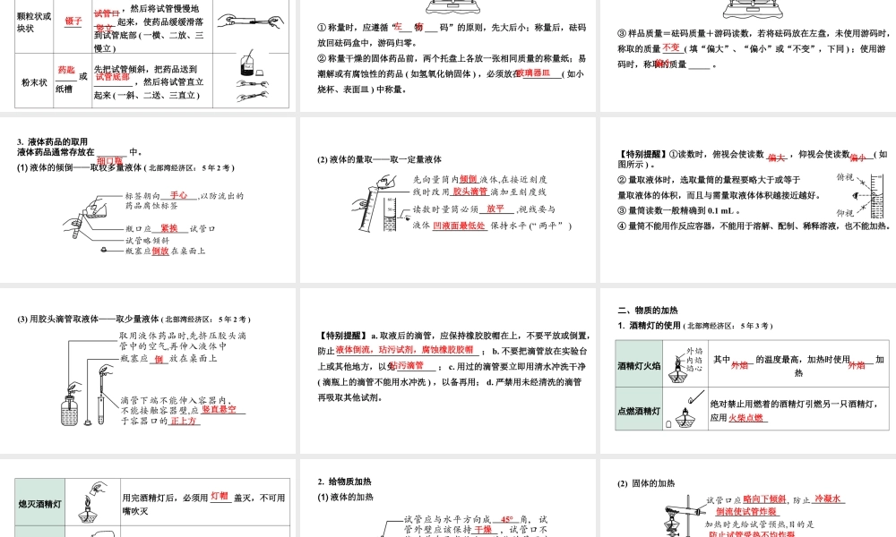 2024广西中考化学二轮专题突破 主题十六 仪器的使用与基本实验操作（课件）.pptx