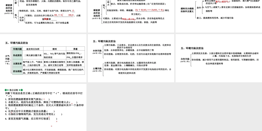 2024贵阳中考化学二轮专题复习 主题十四 能源的利用 环境保护（课件）.pptx