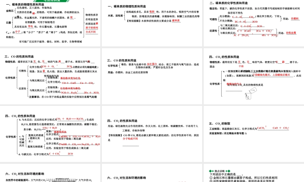 2024贵州中考化学二轮专题复习 主题2  碳和碳的氧化物（课件）.pptx