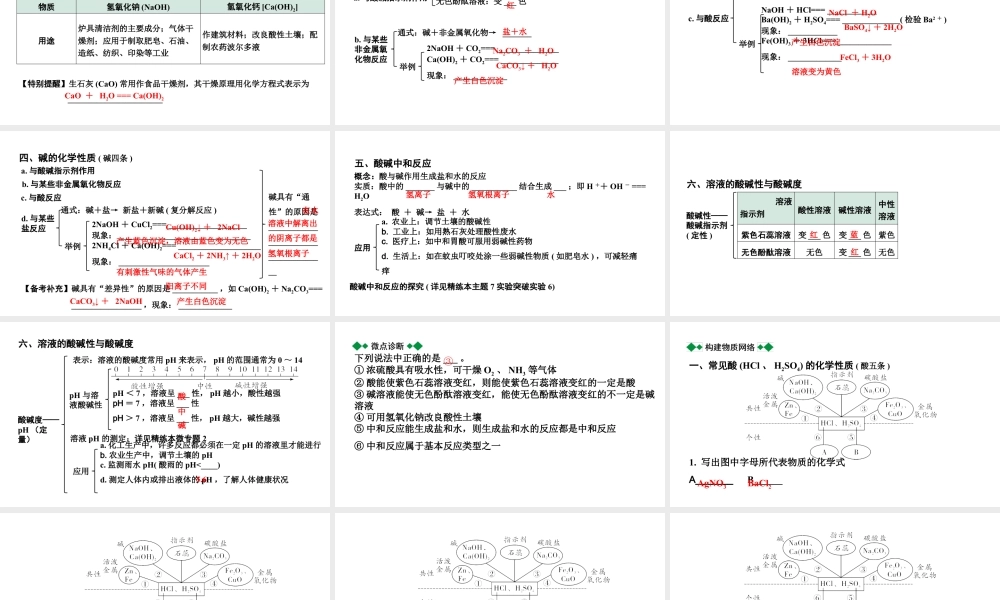 2024贵州中考化学二轮专题复习 主题7 酸和碱（课件）.pptx