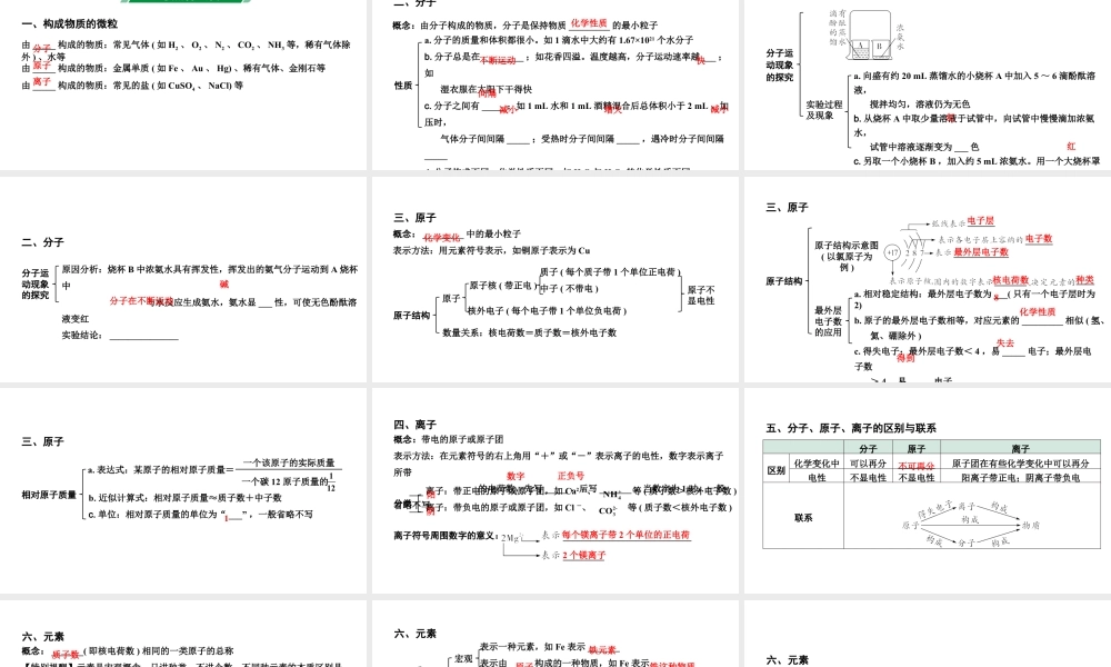 2024贵州中考化学二轮专题复习 主题10 构成物质的微粒  元素（课件）.ppt