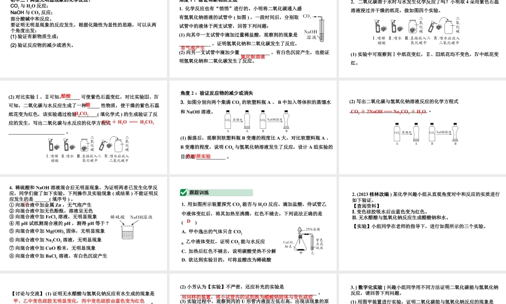 2024海南中考化学二轮重点专题突破 微专题 无明显现象反应的探究（课件）.ppt