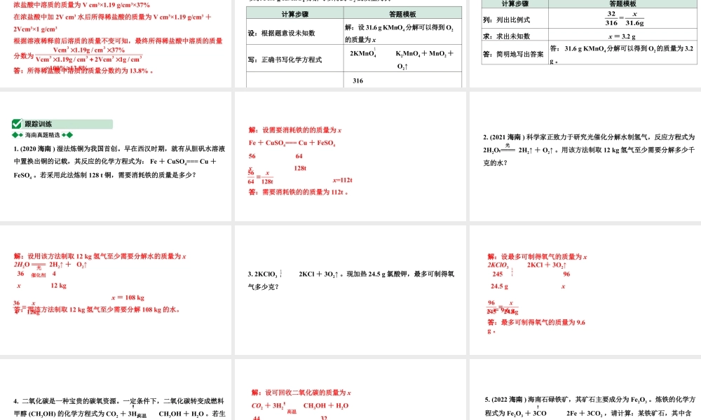 2024海南中考化学二轮重点专题突破 专题七 计算题（课件）.ppt