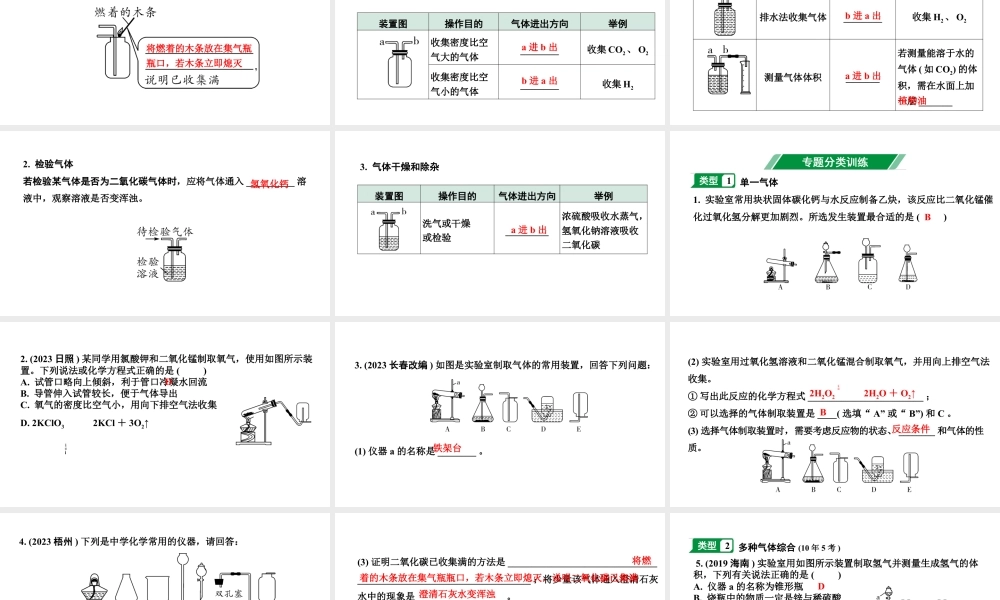 2024海南中考化学二轮重点专题突破 专题四 常见气体的制取（课件）.pptx