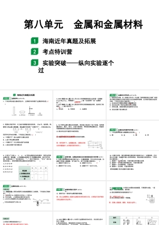 2024海南中考化学一轮复习 中考考点研究 第八单元 金属和金属材料（课件）.pptx