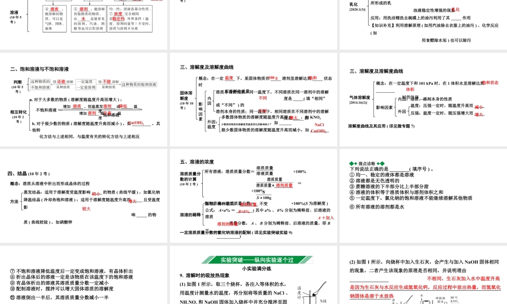 2024海南中考化学一轮复习 中考考点研究 第九单元  溶液（课件）.pptx