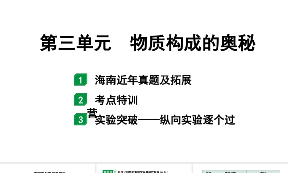 2024海南中考化学一轮复习 中考考点研究 第三单元 物质构成的奥秘（课件）.pptx