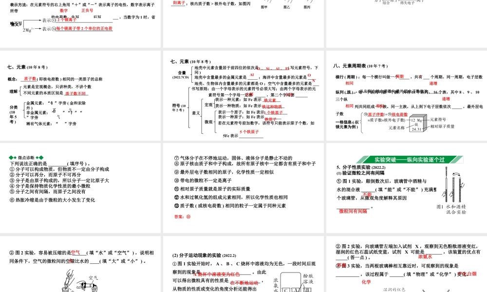 2024海南中考化学一轮复习 中考考点研究 第三单元 物质构成的奥秘（课件）.pptx