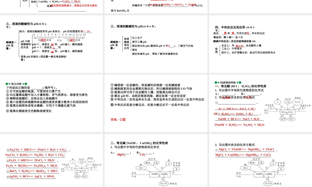 2024海南中考化学一轮复习 中考考点研究 第十单元 酸和碱（课件）.pptx