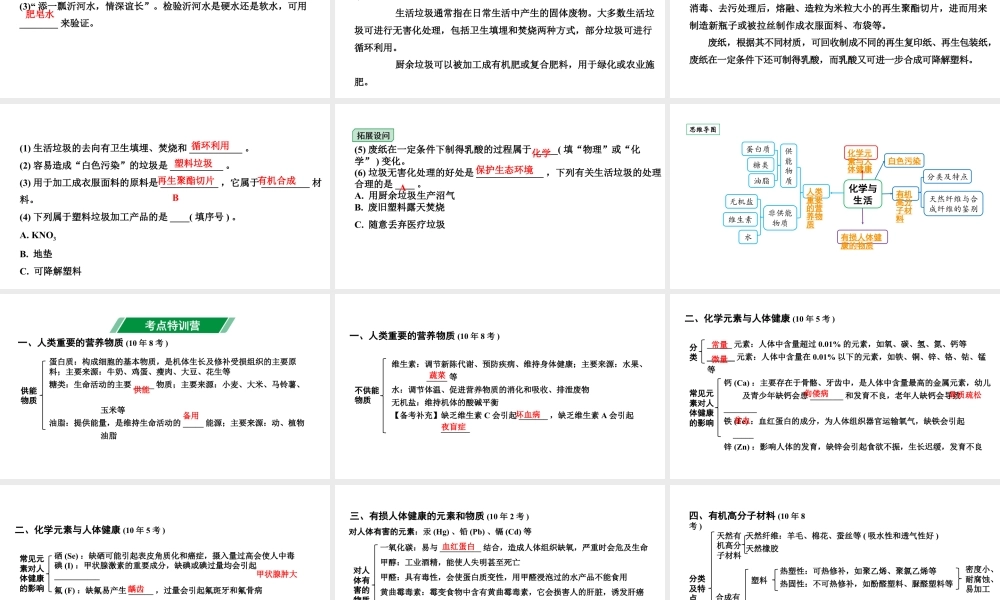 2024海南中考化学一轮复习 中考考点研究 第十二单元 化学与生活（课件）.pptx