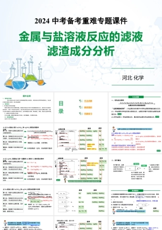 2024河北化学中考备考重难专题：金属与盐溶液反应后滤液滤渣成分分析 （课件）.pptx