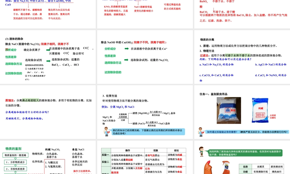 2024河北化学中考备考重难专题：在情景化中解决物质的检验与鉴别、分离与除杂 （课件）.pptx