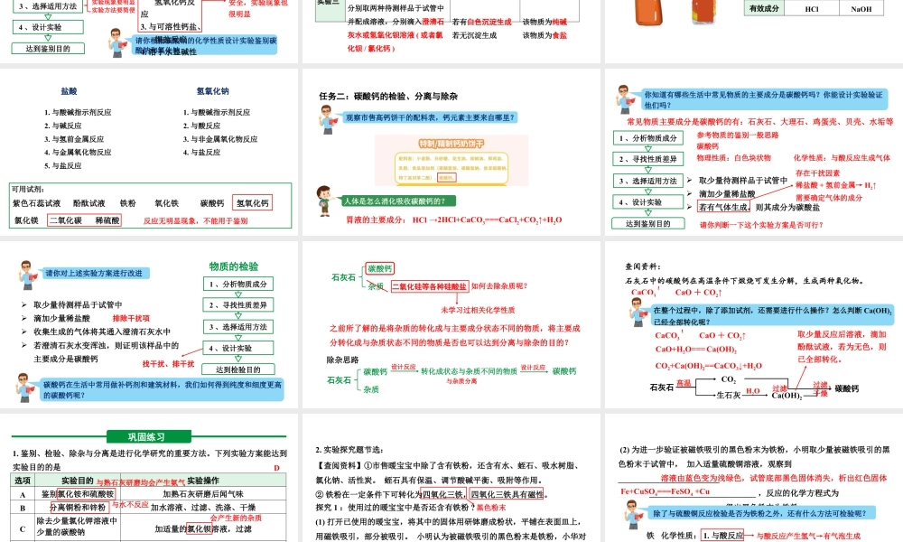 2024河北化学中考备考重难专题：在情景化中解决物质的检验与鉴别、分离与除杂 （课件）.pptx