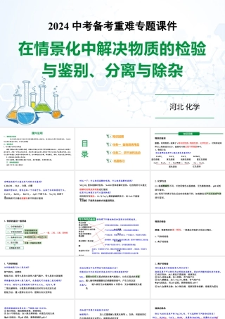 2024河北化学中考备考重难专题：在情景化中解决物质的检验与鉴别、分离与除杂 （课件）.pptx
