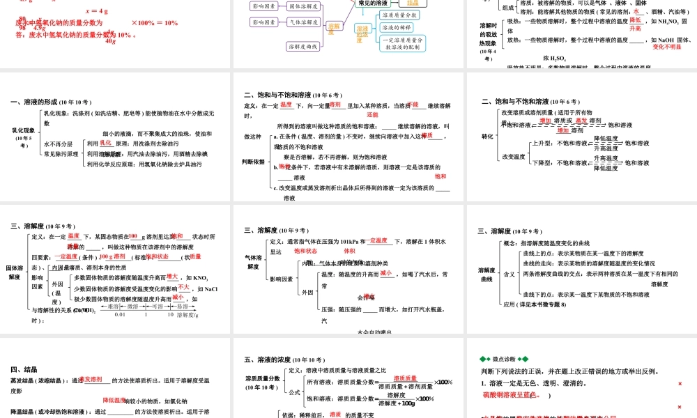 2024河北中考化学二轮重点专题突破 主题5 常见的溶液（课件）.pptx