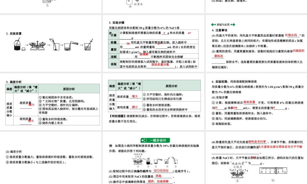 2024河北中考化学二轮重点专题突破 主题5 常见的溶液（课件）.pptx