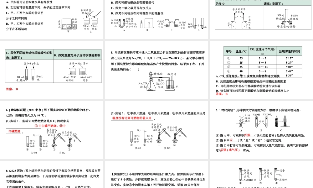 2024河南中考化学二轮重点专题突破 专题七  横向实验归类练（课件）.pptx