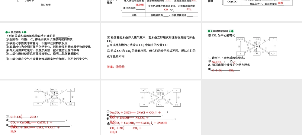 2024湖北中考化学二轮专题复习 主题2  碳和碳的氧化物（课件）.pptx