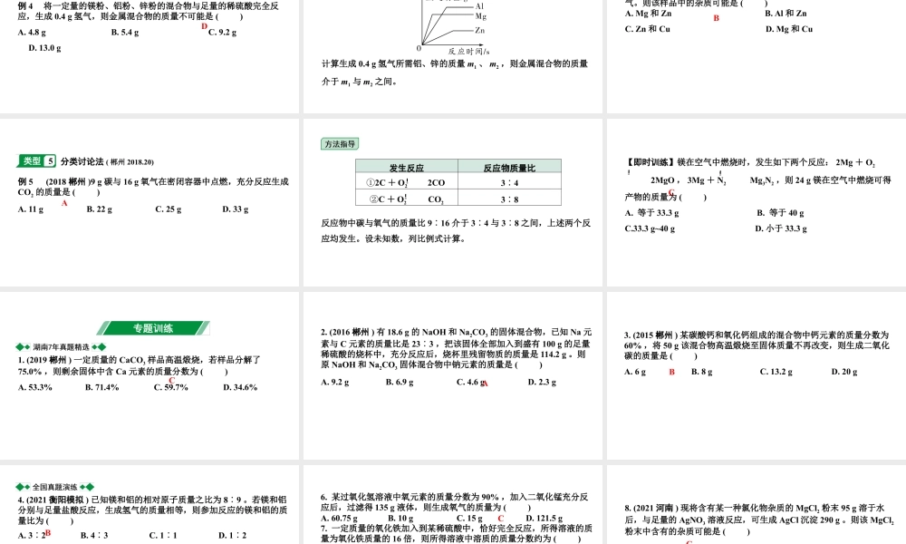 2024湖南中考化学二轮专题复习 专题八 化学计算（课件）.pptx