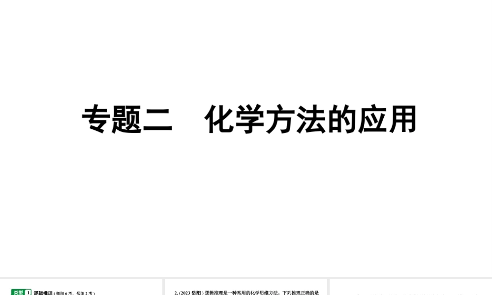 2024湖南中考化学二轮专题复习 专题二 化学思想方法的应用（课件）.pptx