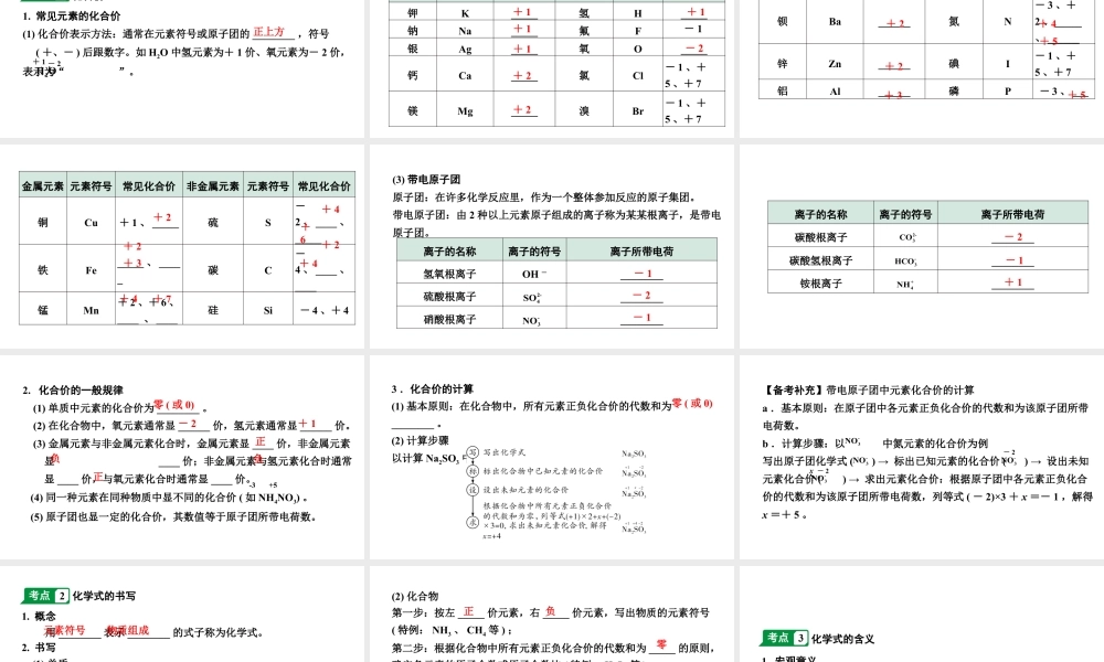 2024江苏中考化学二轮中考考点研究 第2讲 元素化合价与化学式（课件）.pptx