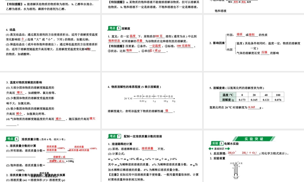 2024江苏中考化学二轮中考考点研究 第5讲  水和溶液（课件）.pptx