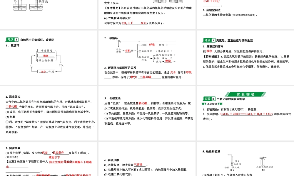 2024江苏中考化学二轮中考考点研究 第7讲  二氧化碳（课件）.pptx