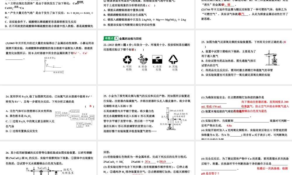 2024江苏中考化学二轮中考考点研究 第8讲  金属（课件）.pptx