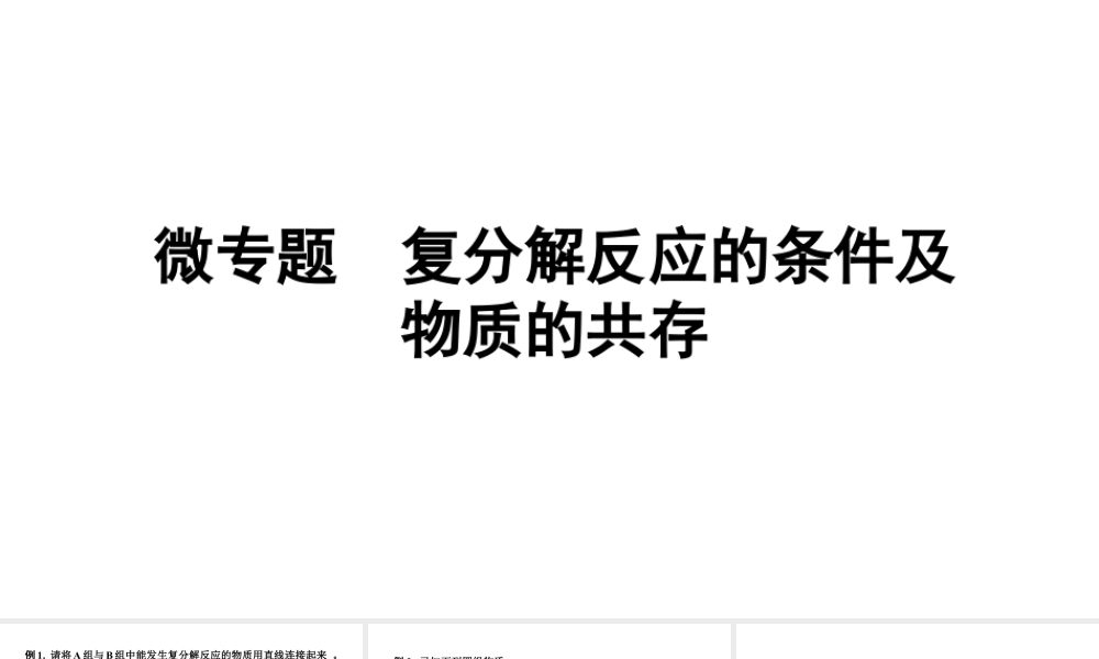 2024辽宁中考化学二轮重点专题研究 微专题 复分解反应的条件及物质的共存（课件）.pptx