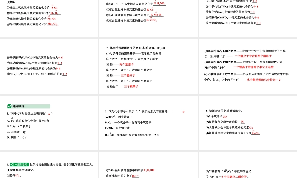 2024辽宁中考化学二轮重点专题研究 微专题 化学用语（课件）.pptx