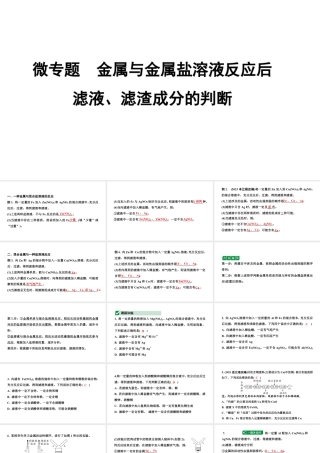 2024辽宁中考化学二轮重点专题研究 微专题 金属与金属盐溶液反应后滤液、滤渣成分的判断（课件）.pptx