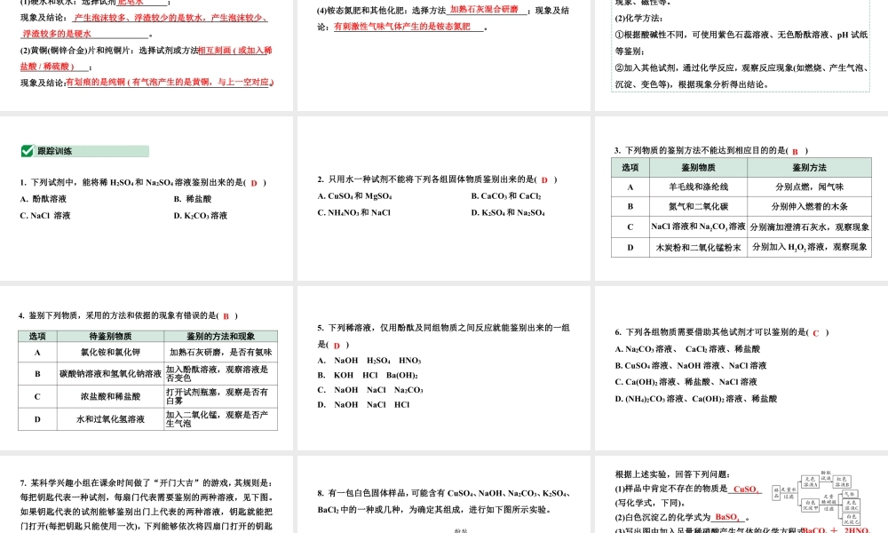 2024辽宁中考化学二轮重点专题研究 微专题 物质的检验与鉴别（课件）.pptx